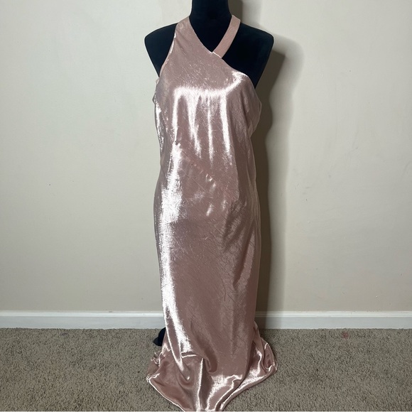 Banana Republic Women’s Pink Hammered Satin One-Shoulder Racerback Dress Sz 10 - Picture 2 of 12
